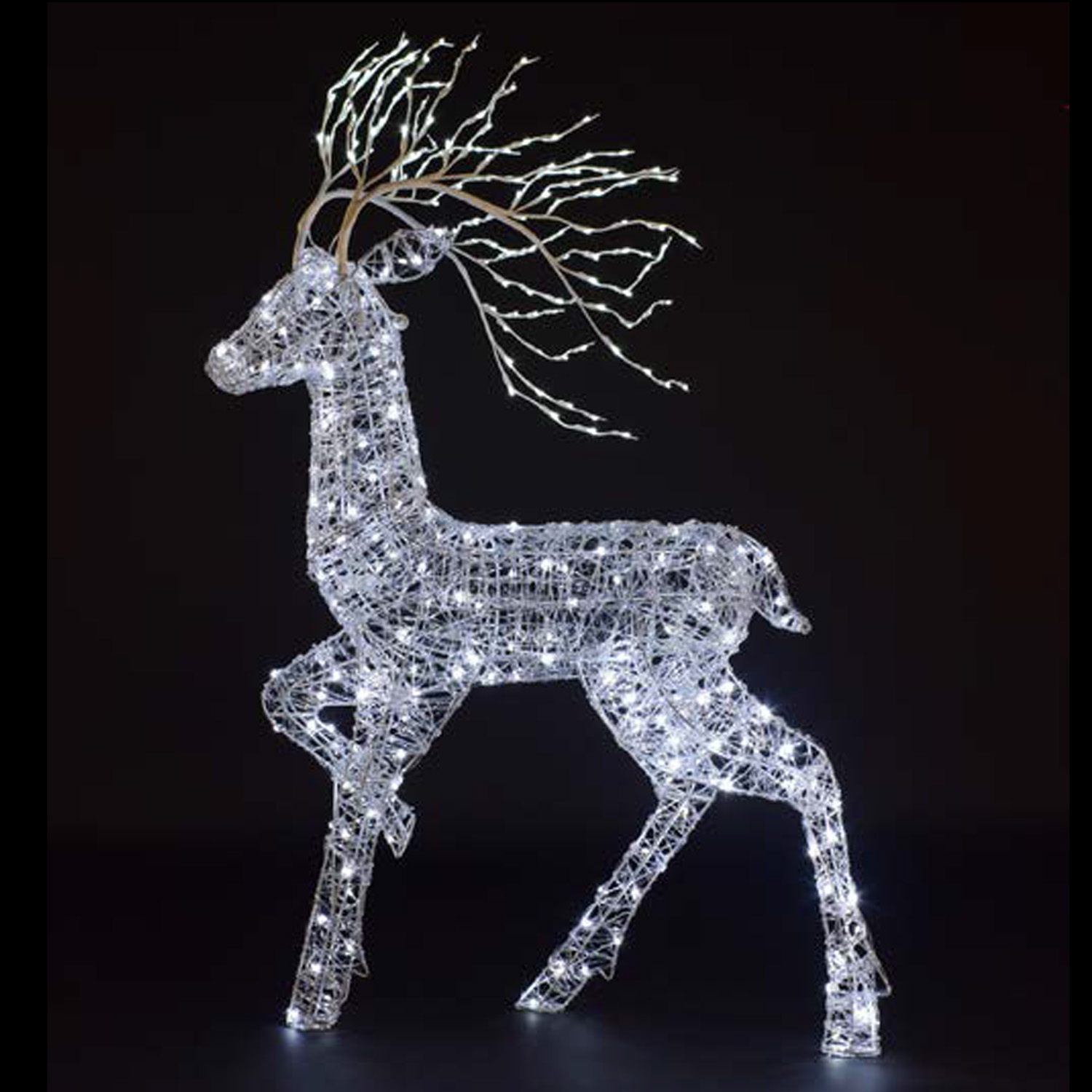 1.4m Spun Acrylic Richmond Stag with Branch Antlers