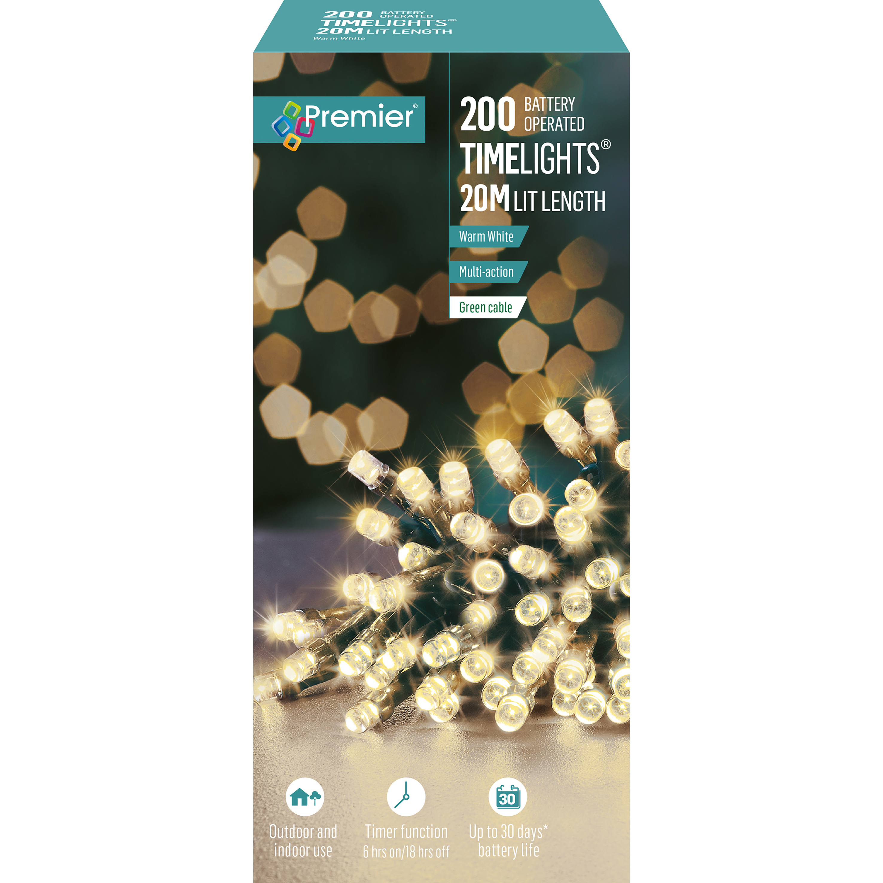 200 B/O Multi-Action Timelights Warm White