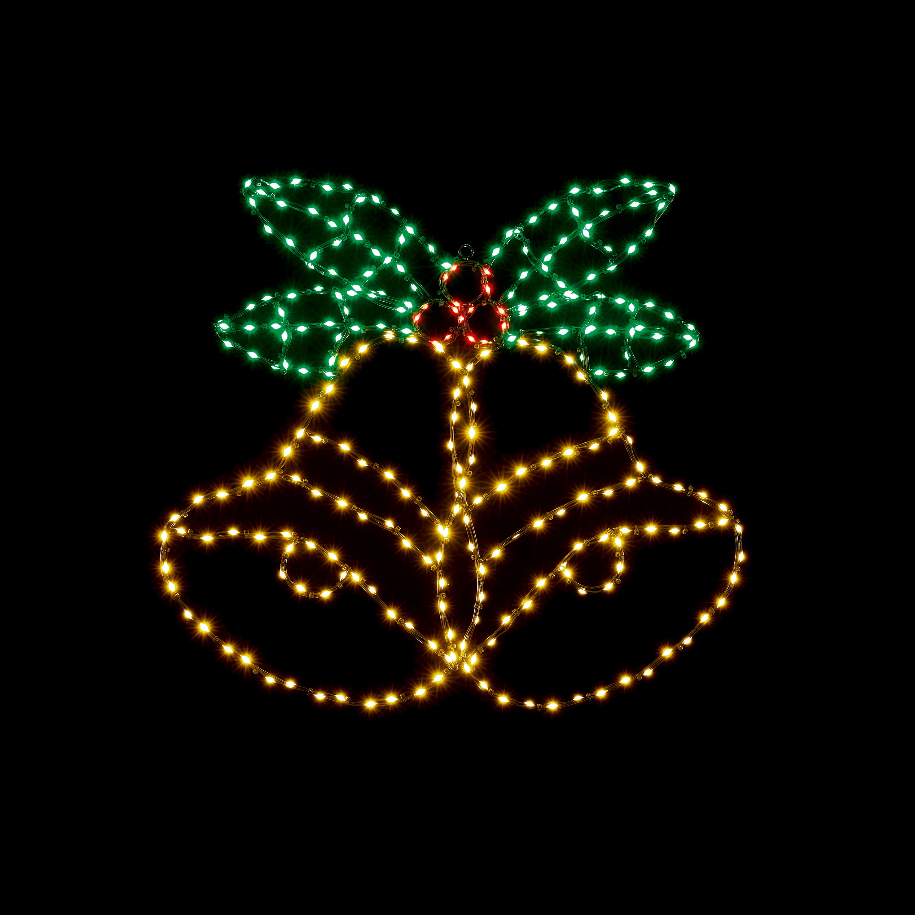 56 X 51CM FLASHING FLEXIBRIGHTS BELLS AND HOLLY