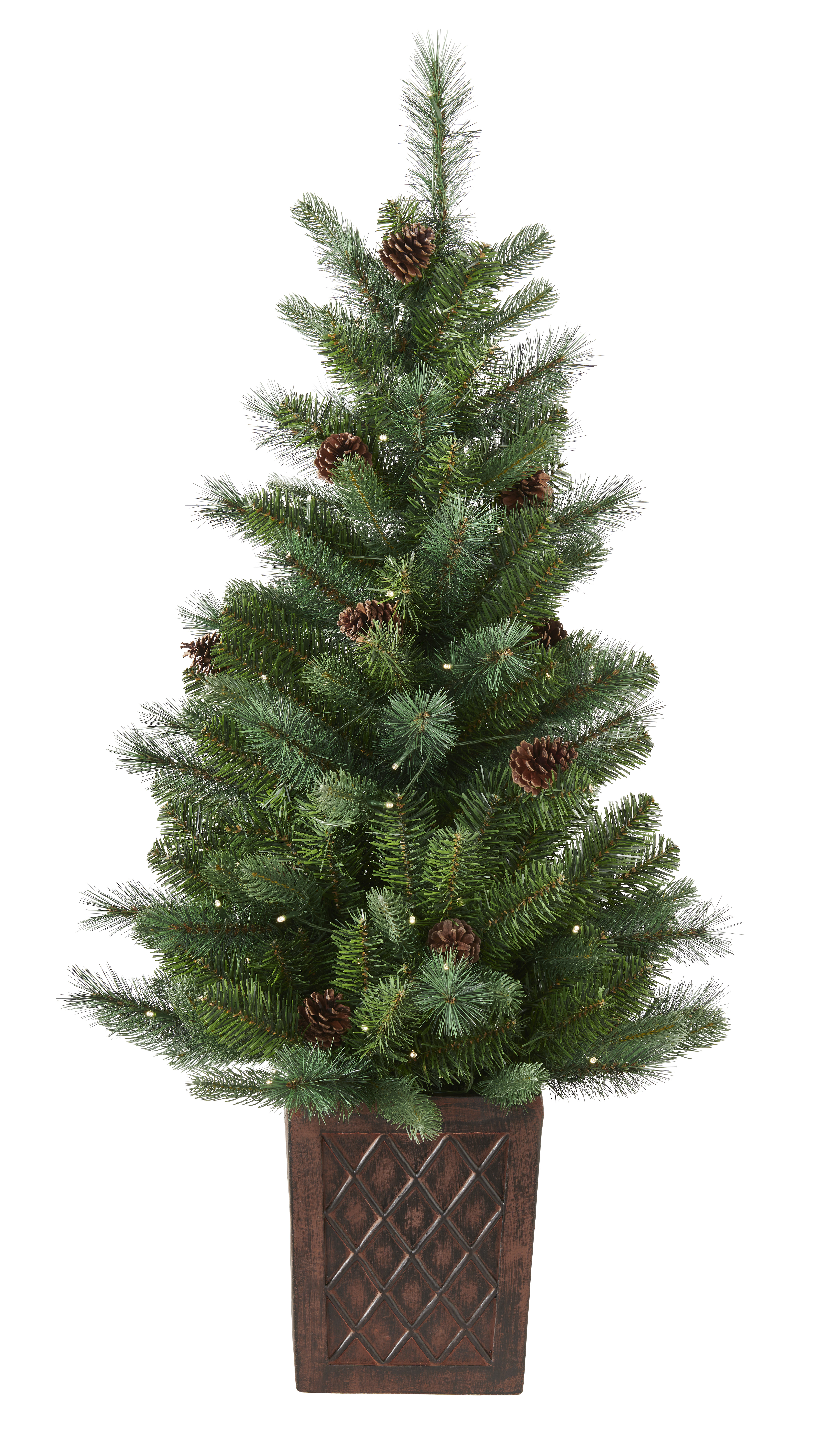 Hazelnut Pine 4ft Porch Tree & 100 Warm White LEDs