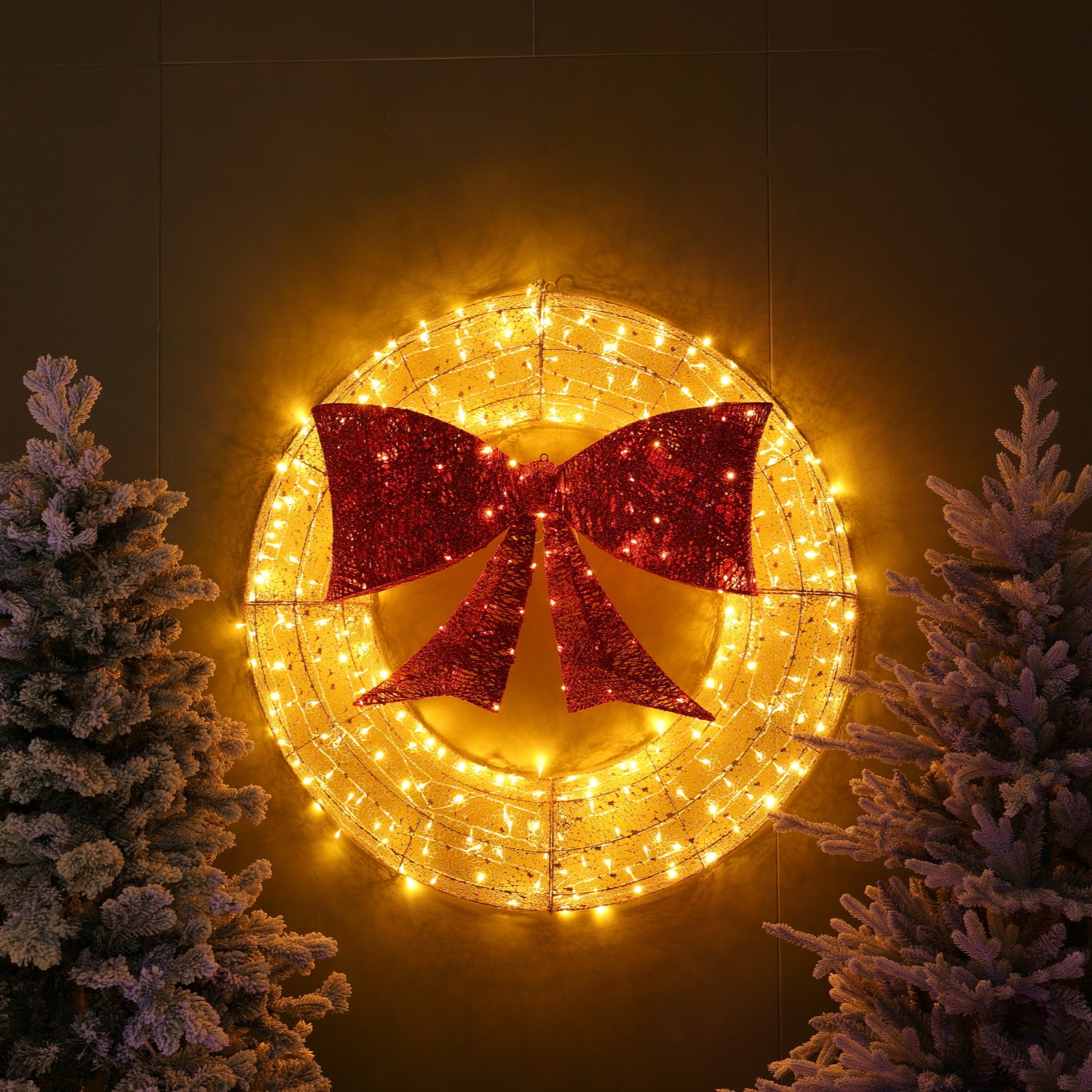 1.2m Large Christmas Wreath with Red Bow