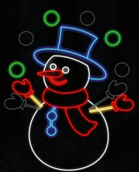 Snowman Juggle Ball LED Rope Light Sign