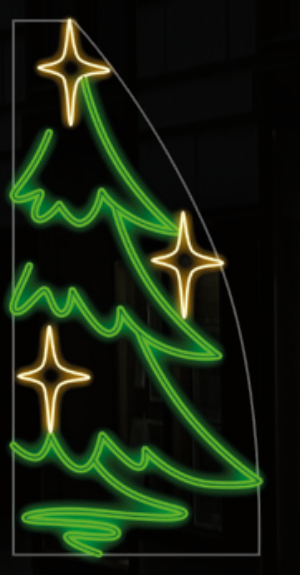 Green Christmas Tree with Stars LED Pole Sign