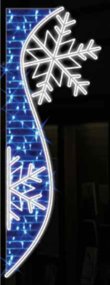 Snowflakes LED Pole Sign White & Blue