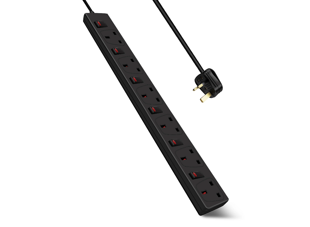6 Gang 3 Metre Switched Extension Lead Black