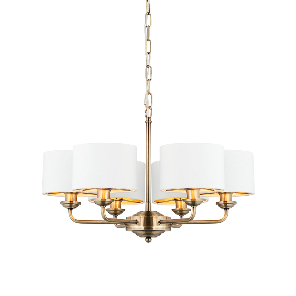 Highclere 6lt pendant Antique Brass Vintage