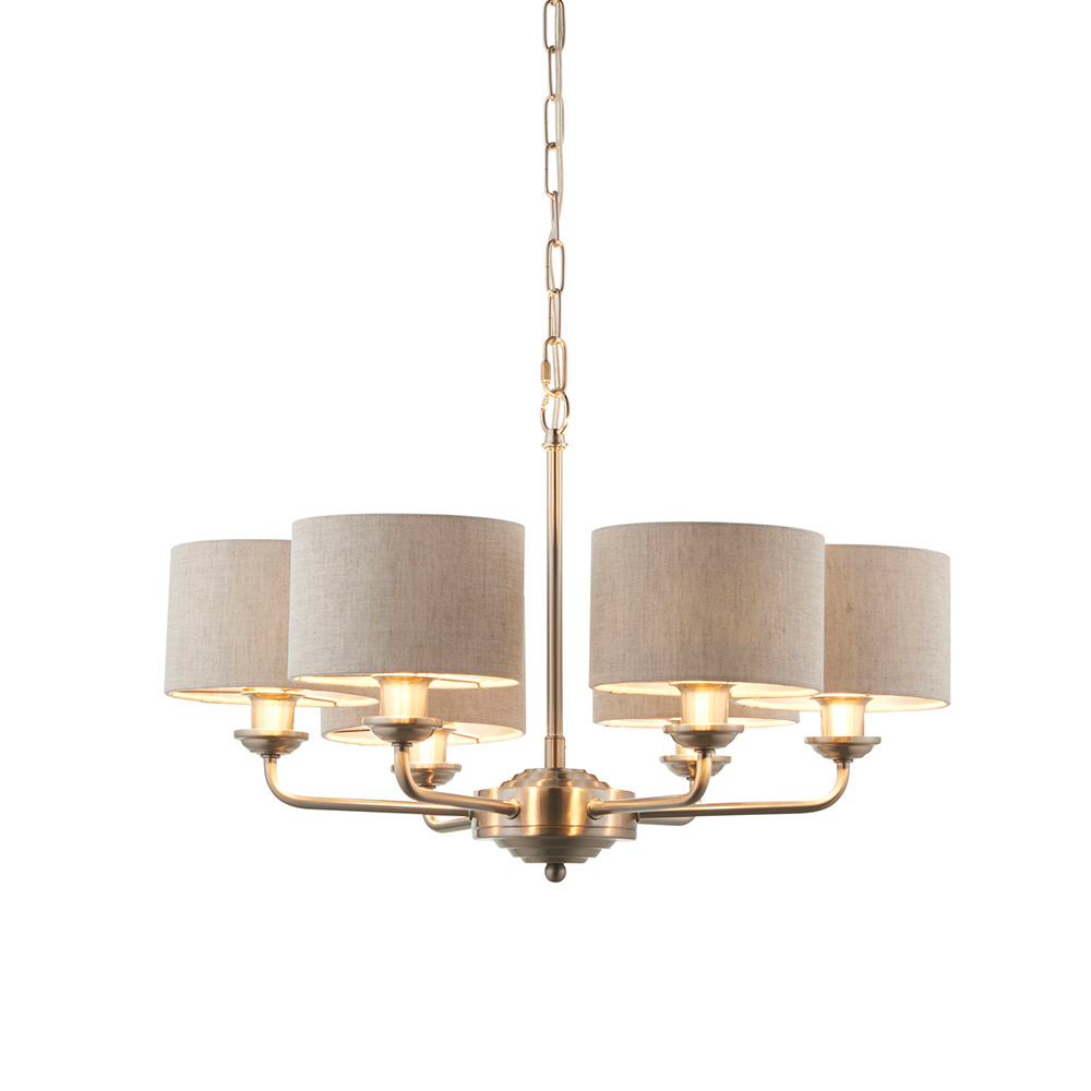 Highclere 6lt pendant Brushed ChromeNatural