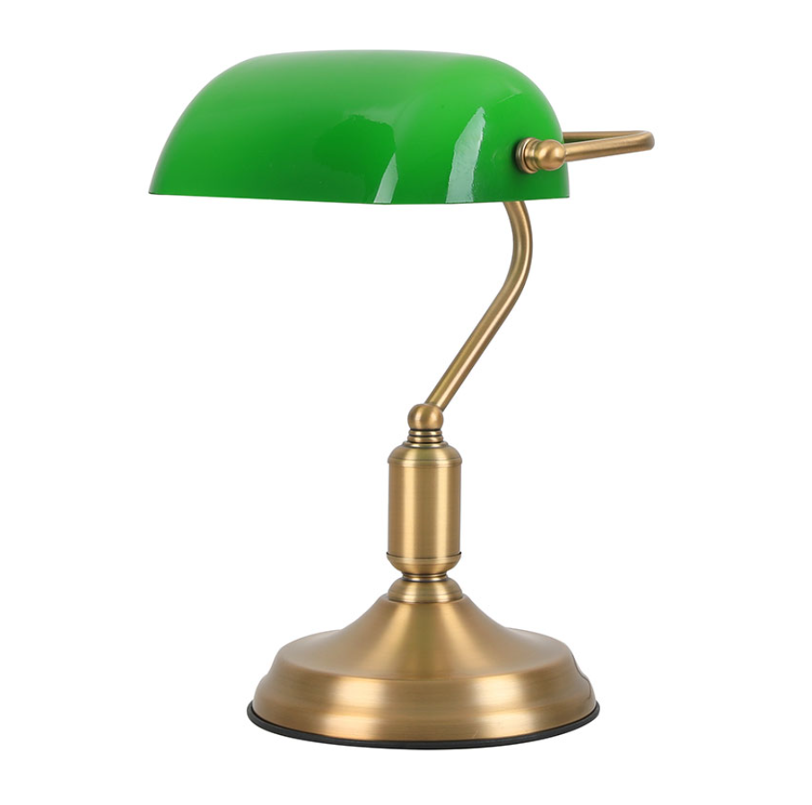 Banker table lamp antique brass