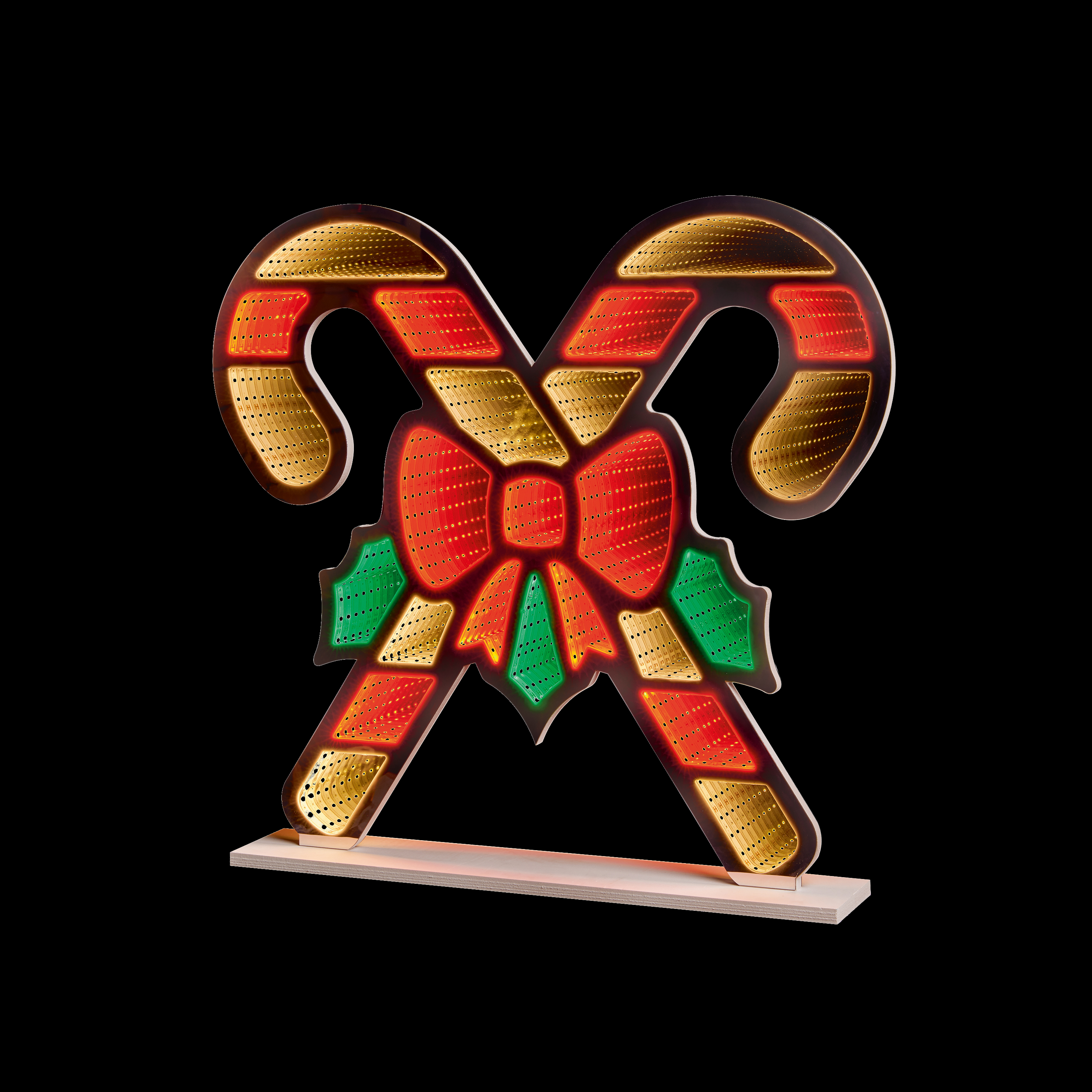 60cm Standing Candy Canes with Bow Infinity Mirror