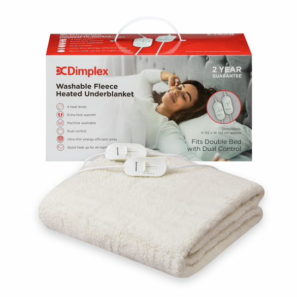 Double Dual Washable Fleece Heated Underblanket