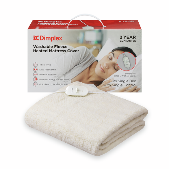 Single Washable Fleece Heated Mattress Cover