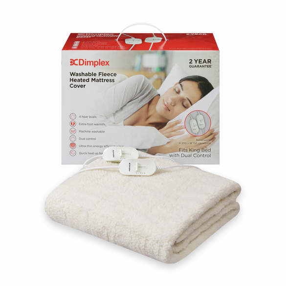 King Dual Washable Fleece Heated Mattress Cover