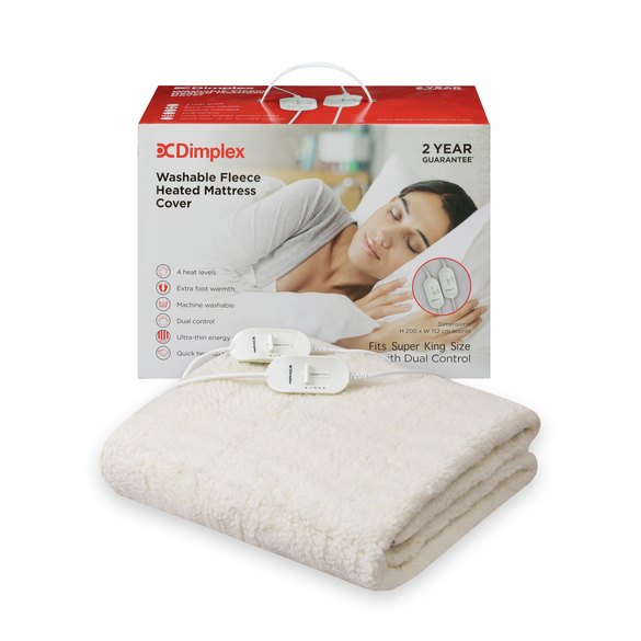 Super King Dual Washable Fleece Heated Mattress Cover