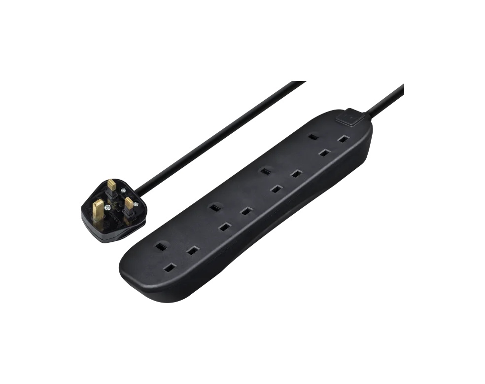 4 Gang 5 Metre Extension Lead Black