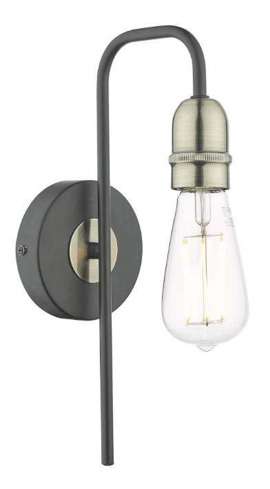 Kiefer Wall Light Matt Blk And Ab Finish
