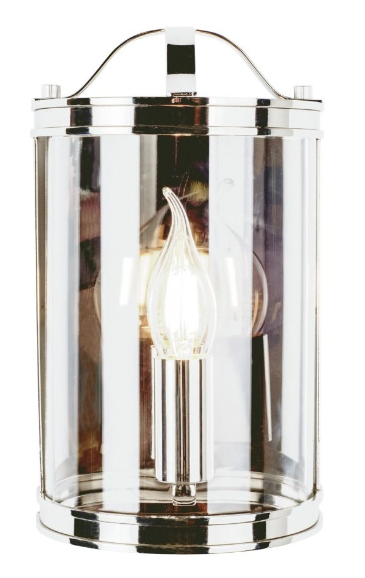Harrington Wall Light Polished Nickel and Glass