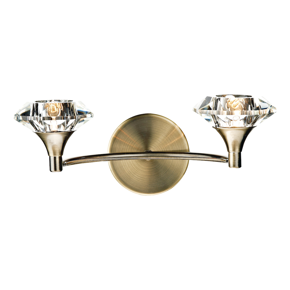 Luther Twin Crystal Antique Brass Wall Light