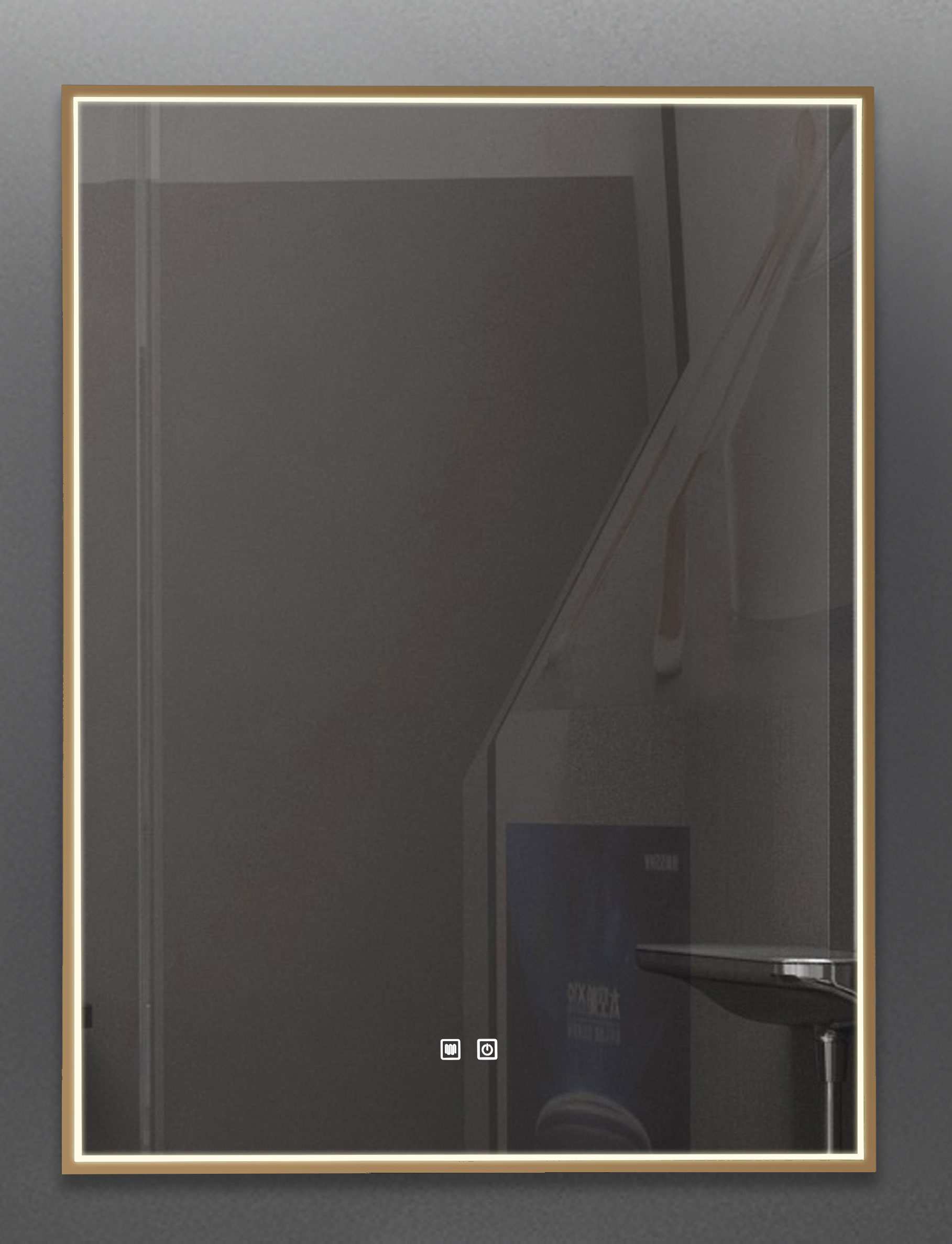 Fabor Gold Square Mirror LED IP44 Dimming &#38; Demist