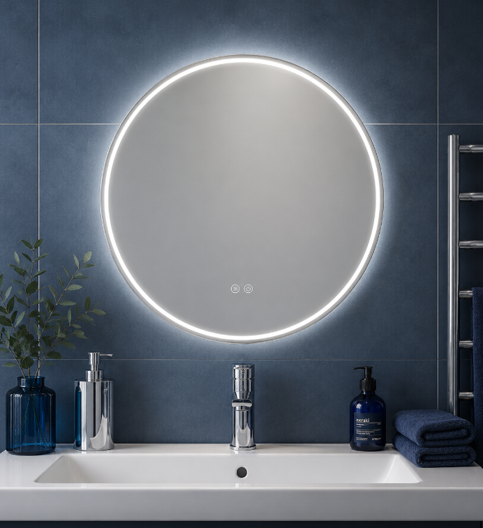 Fabro Silver Round Mirror LED IP44