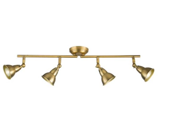 Nathaniel 4-Light Bar Spotlight Aged Brass