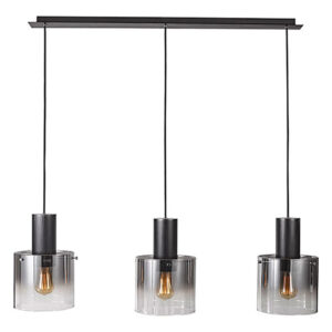 3 Light pendant with blk glass