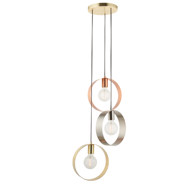 Hoop 3LT Pendant Brushed brass nickle copper plate