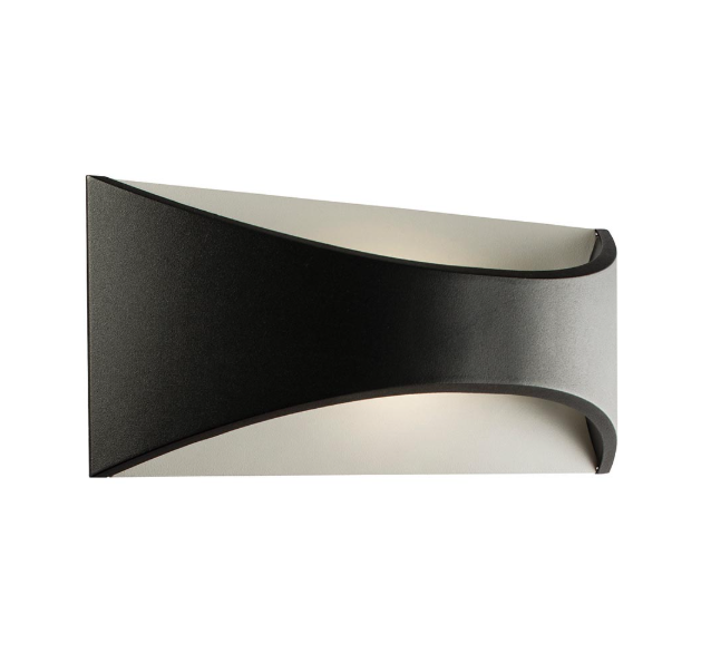 Vulcan 300mm 1lt Wall IP65 12W W/White  Matt Black