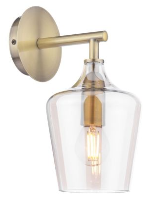 Ockley Wall Light Antique Brass &#38; Champagne Glass