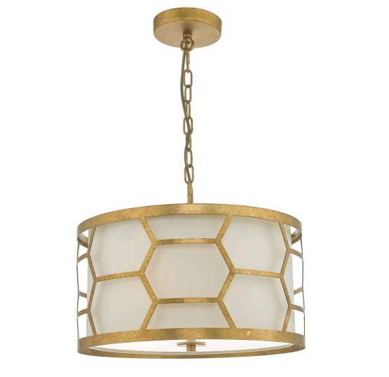 Epstein 3 Light Pendant Gold With Ivory Shade