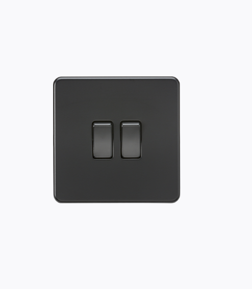 Screwless 10AX  2G 2-way Switch  matt blk