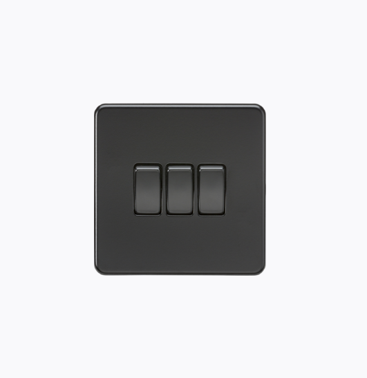 Screwless 10AX  3G 2-way Switch  matt blk