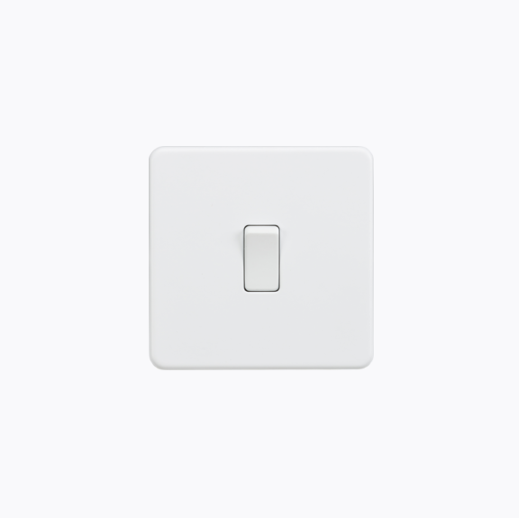 Screwless 10AX  1G 2-way Switch Matt White