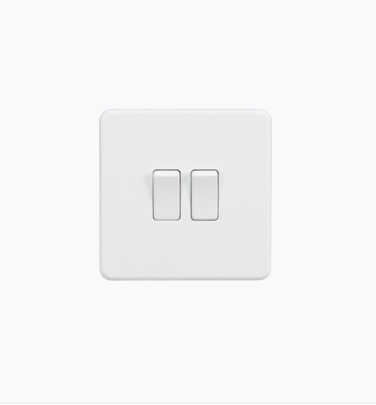 Screwless 10AX  2G 2-way Switch  Matt White