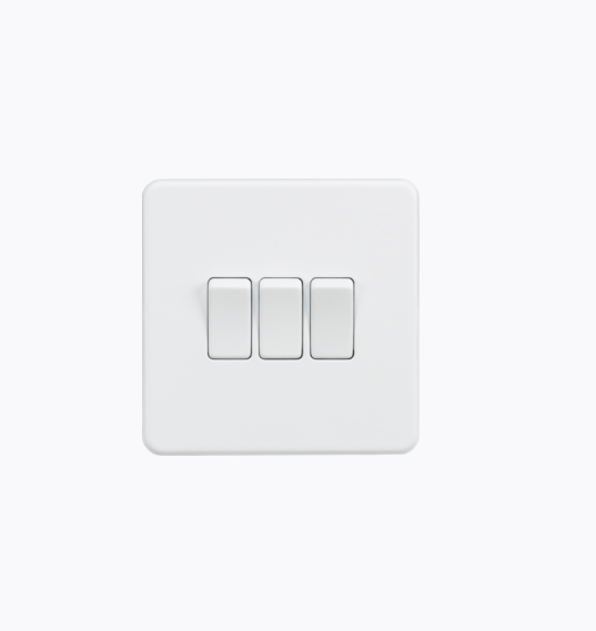 Screwless 10AX  3G 2-way Switch  Matt White