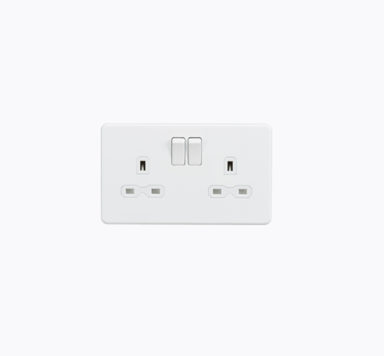 Knightsbridge 2G 13A DP Switched Socket Matt White