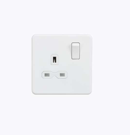 Screwless 13A 1G DP switched socket Matt White