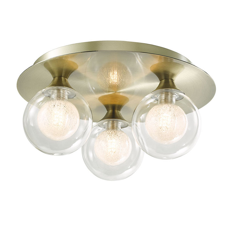 Acqua IP44 three light flush antique brass
