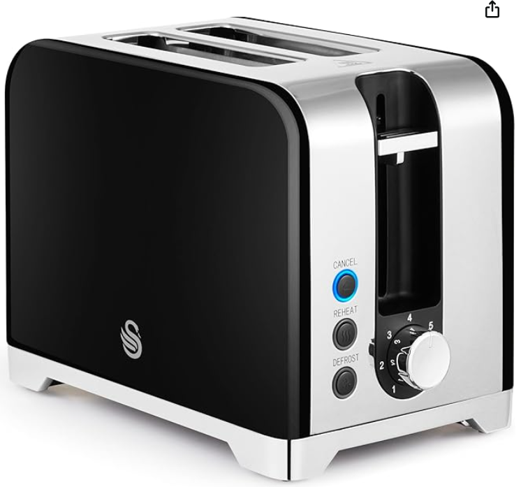 Swan Solace 2 Slice Toaster Stainless - Black