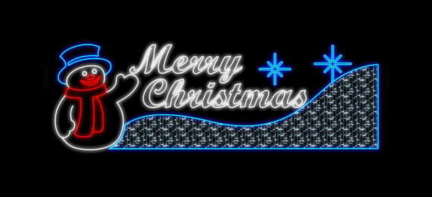 Merry Christmas & Snowman LED Rope Light Street Sign